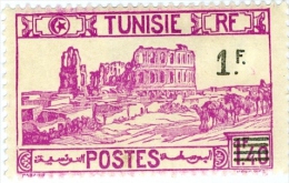 TUNISIA, FRENCH PROTECTORATE, ANFITEATRO DI EL DJEM, 1940, FRANCOBOLLO NUOVO (MLH*), Mi 237, Scott 151, YT 225 - Unused Stamps