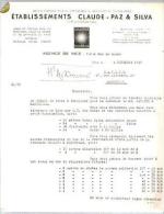 Courrier Commercial Ets Claude Paz & Silva - Electricité & Gaz Rares - Nice 4-11-1947 Pour SATCIE Marseille - Electricidad & Gas