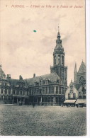Delcampe - Furnes, Veurne, Hotel De Ville Et Le Palais De Justice 8  1909 Zegel 1C Grijs - Veurne