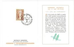 FD CARD NON COMUNE - ANNULLO SPECIALE  EMISSIONE COMMEMORATIVA DEL 4 GIUGNO - UN ANNO DI GOVERNO - ANNO 1947 - #014545 - FDC