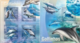 Mozambico 2013, Dolphins, 4val In BF+BF - Dauphins