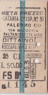 BIGLIETTO FERROVIARIO  26.9.1940 _   CATANIA  /   PALERMO  CENTRALE -  2^ Classe _ Lire 50.00 - Europa