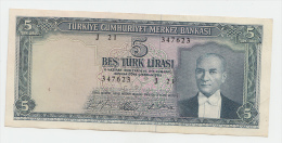 Turkey 5 Lira Series 1930 (1965) AXF Banknote P 174 - Turquie