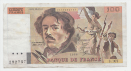 France 100 Francs 1986 VF CRISP Banknote P 154b - 100 F 1978-1995 ''Delacroix''