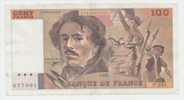 France 100 Francs 1993 VF++ P 154g 154 G - 100 F 1978-1995 ''Delacroix''