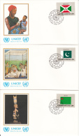 United Nation New York Set Of 16 Unaddressed FDCs 1984 Flag Series Scott #425-#440 - FDC