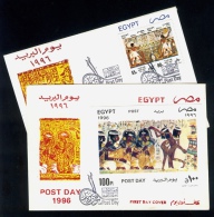 EGYPT / 1996 / POST DAY / PHARAONIC MURAL / DANCING / MUSIC / 2FDCS - Covers & Documents