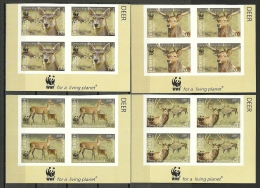 Tajikistan, Tadjikistan WWF 2009 / Deer / Set 4 Blocks Of 4 Imperforated - Vaches