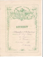 Diplôme : Distribution Des Prix  Accessit D'Orthographe Et D'Arithmétrique 1891 - Diploma & School Reports