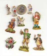 Lot De 9 Découpis  Enfants Miniature Garçons Costume Folklore Musiciens Facteur Chasseur - Ragazzi