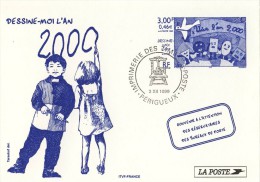 CARTE POSTALE # ENTIER POSTAL  1999 # DESSINE MOI L'AN 2000 # SOUVENIR PHILATELIQUE #IMPRIMERIE TIMBRES POSTES PERIGUEUX - Official Stationery