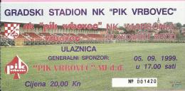 Match Ticket - Soccer - NK PIK Vrbovec Vs NK Marsonia, 5.9.1999., Croatia - Biglietti D'ingresso