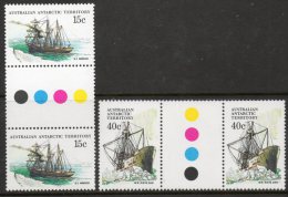 Australian Antarctic Territory 1981 - 15c Nimrod & 40c In Traffic Light Gutter Pairs SG42 & 48 MNH Cat £5.30 SG2015 - Unused Stamps