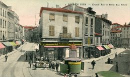 CPA 42 RIVE DE GIER GRANDE RUE ET PETITE RUE FELOIN Colorisée - Saint Chamond