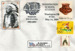Indiens Lakota. Wessington . Dakota Du Sud, Enveloppe Souvenir 2004, Adressée En Iowa - Indianen