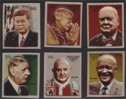 BHUTAN PERSONALITIES SET + SHEETLET 3 D STAMPS! - Mahatma Gandhi