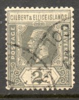 Gilbert & Ellice Islands 1922- 2d Slate-grey Wmk Multi Script CA SG30 VGU Cat £45 SG2020 - See Full Description Below - Gilbert- Und Ellice-Inseln (...-1979)
