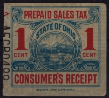 USA Ohio - Revenue Sales Tax Stamp - Receipt - USED - Steuermarken