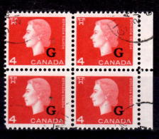 Canada1963 4 Cent Cameo G Overprint Block Of 4  #O48 - Sobrecargados