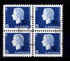 Canada1963 5 Cent Cameo G Overprint Block Of 4  #O49 - Aufdrucksausgaben