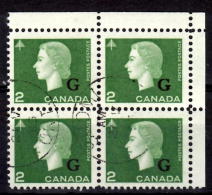 Canada 1963 2 Cent Cameo G Overprint Block Of 4  #O47 - Overprinted