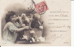 CPA Faire Part De Naissance, Bébé Dans Panier, 1905 - Geburt