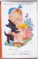 CP Litho  Illustrateur A. RICHARDSON ENFANT Et Chien SCOTTISH Voyagé 1954 TIMBRE CACHET HULL - Humorous Cards