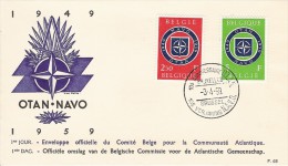 BELGIQUE BELGIE FDC AUSGABETAG ILK GUN ZARFI 1959 ERSTTAG 1 ER JOUR OTAN NAVO N.A.V.O. - OTAN