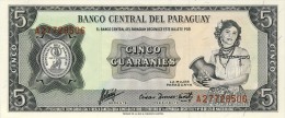 BILLET # PARAGUAY # 5 GUARANIES  # 1952 # NEUF # PICK 104b # - Paraguay