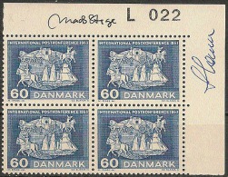 Czeslaw Slania. Denmark 1963.  100 Anniv. Post Conference In Paris. Plate-block. Michel 414y MNH. Signed. - Nuovi