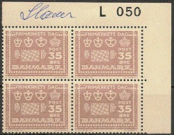 Czeslaw Slania. Denmark 1964.  Stamp Day. Plate-block. Michel 424y MNH. Signed. - Unused Stamps