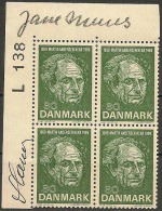 Czeslaw Slania. Denmark 1969. Martin A. Nexø. Author. Plate-block. Michel 480 MNH. Signed. - Unused Stamps