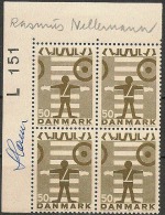Czeslaw Slania. Denmark 1970. Traffic.  Plate-block. Michel 492 MNH.  Signed.. - Unused Stamps