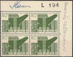 Czeslaw Slania. Denmark 1972. 100 Anniv Sugar Production. Plate-block.  Michel 519 MNH. Signed. - Unused Stamps