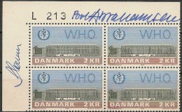 Czeslaw Slania. Denmark 1972. WHO Building In Copenhagen. Plate-block.  Michel 531 MNH. Signed. - Unused Stamps