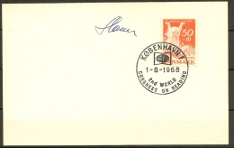 Czeslaw Slania. Denmark 1968. Card With Michel 436.  Special Cancel. Signed. - Covers & Documents