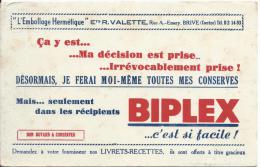 Buvard/Emballage Hermétique/BIPLEX/ Ets R. Valette/BRIVE/ Corréze/Vers 1945-1955    BUV52 - Alimentos