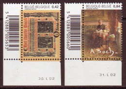 Belgique COB 3061 à 3062 ** (MNH) - En Coin De Feuille Avec Date D´impression - Datiert