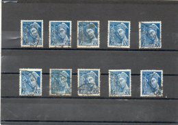 FRANCE    10 Timbres 50 C    1938-41    Y&T: 414A     Type Mercure   Oblitérés - 1938-42 Mercurius