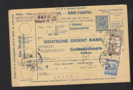 Hungary Parcel Card 1917 To Turkey - Covers & Documents