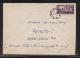 POLAND 1962 LETTER KROTOSZYN TO WARSAW SINGLE FRANKING 1961 WESTERN LANDS 60 GR BUILDING - Covers & Documents