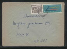 POLAND 1961 LETTER SKARZYSKO KAMIONKI TO WARSAW MIXED FRANKING 40 GR CANOING CHAMPS + 20 GR WARSAW TOWN - Lettres & Documents