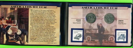 AMERICA HITS THE ROAD - 2002, INDIANA STATE & 2004 MICHIGAN STATE QUARTER - STUTZ BEARCAT 1933 STAMP - STANLEY  1909 - - Cartes Souvenir