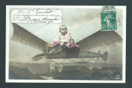 CP - 1910  FAIRE PART DE NAISSANCE - En Avion - Naissance