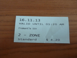 Ticket De Transport (bus, Train Ferry) "Fremantle Stn - Transperth" PERTH - AUSTRALIE - Welt