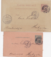 2 ENTIERS PRINCE ALBERT Ier POUR L'ALLEMAGNE  CACHETS D'ARRIVEE - Postal Stationery