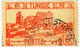 TUNISIA, FRENCH PROTECTORATE, ANFITEATRO DI EL DJEM, 1947, FRANCOBOLLO USATO, Mi 308, Scott 204, YT 290 - Gebruikt