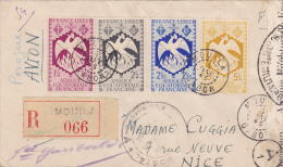 GABON  RARE LETTRE RECOMMANDEE CENSURE (BUREAU DE MOUILA) 1945 - Covers & Documents