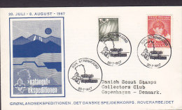 Greenland Sonderstempel SDR. STRØMFJORD 1967 Cover Brief Katángut Ekspeditionen Pfadfinder Scouts Nordlicht K. Rasmussen - Storia Postale