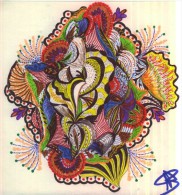 Oeuvre Originale Unique  Aux Crayons à Bille   " Feux D'artifices " Papier Souple  Format  21 X 21cm N°119 - Pastell